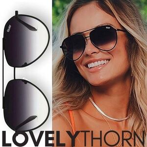 QUAY // ltd ed modern sleek black metal frame black smoke fade lens aviators